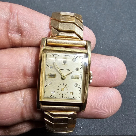 Vintage Cavalcade Mechanical Wind Up Watch 10K Gold Filled Crystal Dial Working - Picture 1 of 11